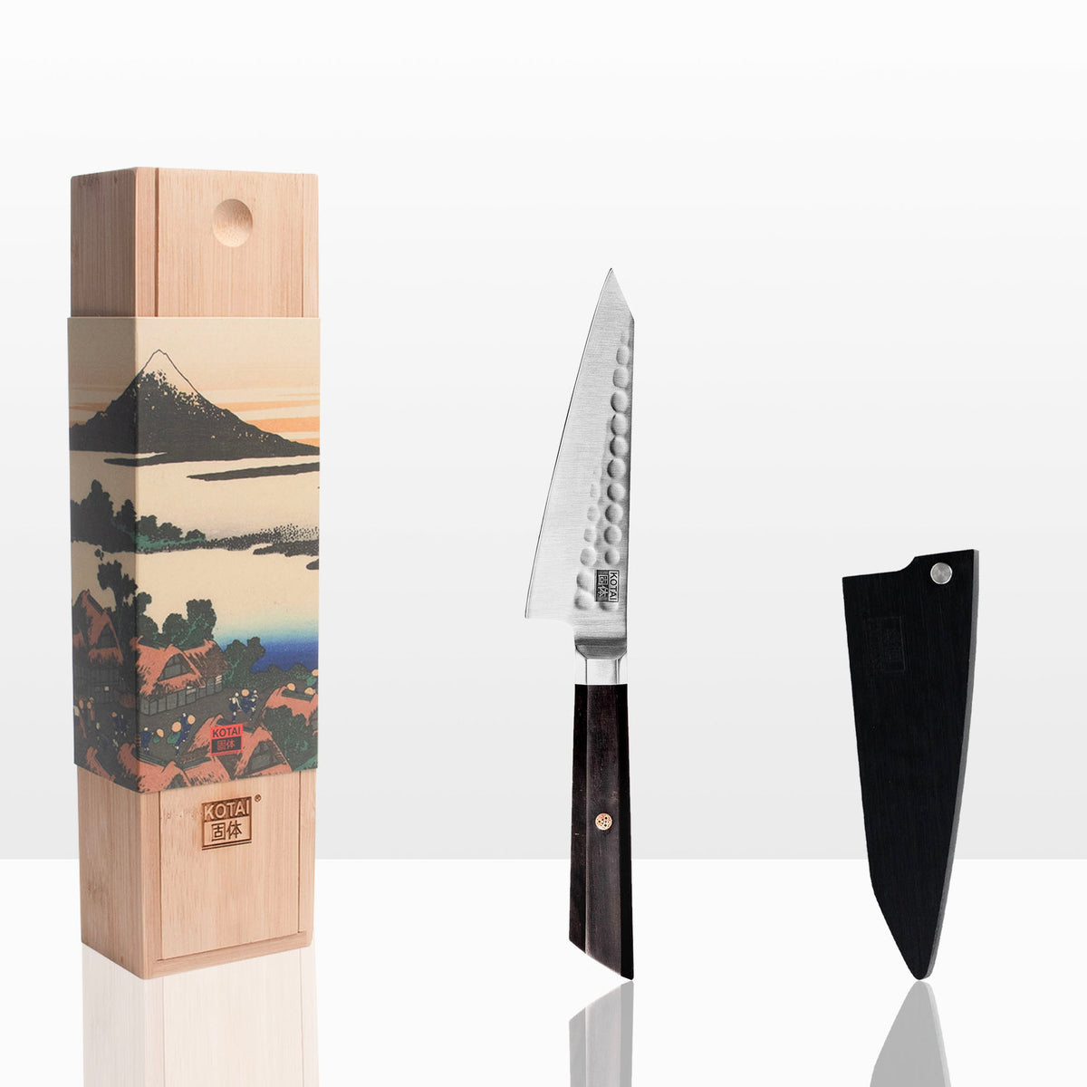 Couteau Universal Petty Bunka Kotai Réunion et son coffret en bambou