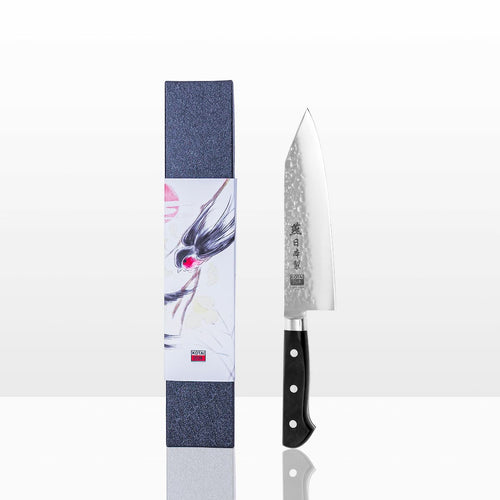 Couteau Santoku Bunka Tsubame Kotai Réunion et son packaging