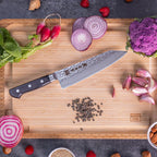 Couteau Santoku Bunka Tsubame Kotai Réunion, découpe cuisine