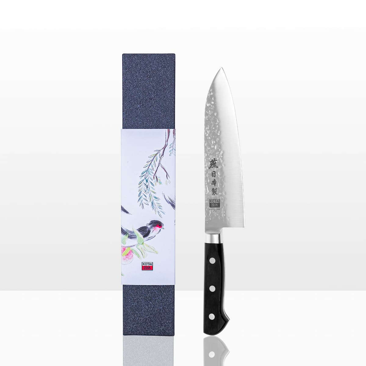 Couteau Santoku Tsubame Kotai Réunion et son packaging