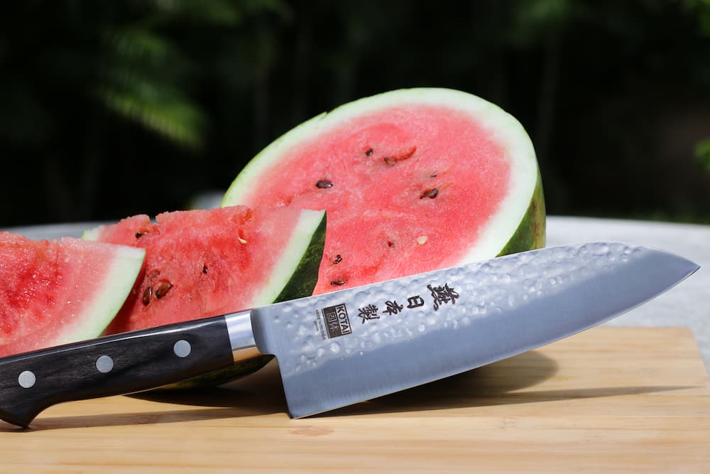 Couteau Santoku Tsubame Kotai Réunion, pastèque