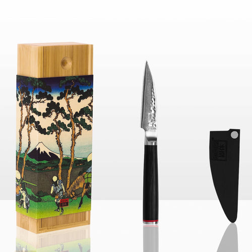 Couteau d'office Pakka Damas Kotai Réunion et son packaging