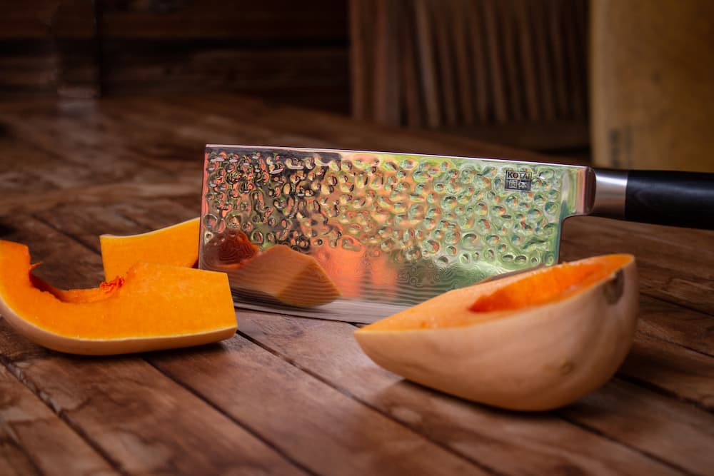 Hachoir chinois Pakka Damas Kotai Réunion, découpe butternut