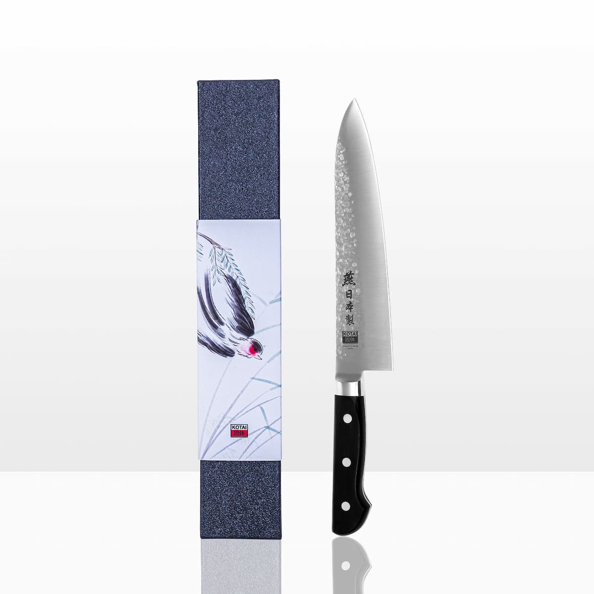 Couteau de chef Gyuto Tsubame Kotai Réunion et son packaging