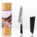 Couteau de chef Kiritsuke Bunka Damas - Kotai Réunion et son coffret en bambou