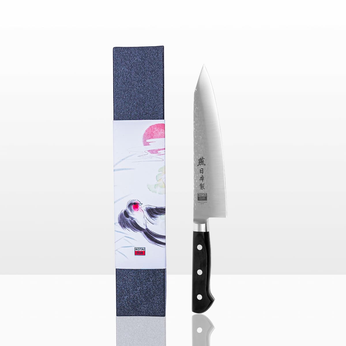 Couteau de chef Kiritsuke Tsubame Kotai Réunion avec son packaging