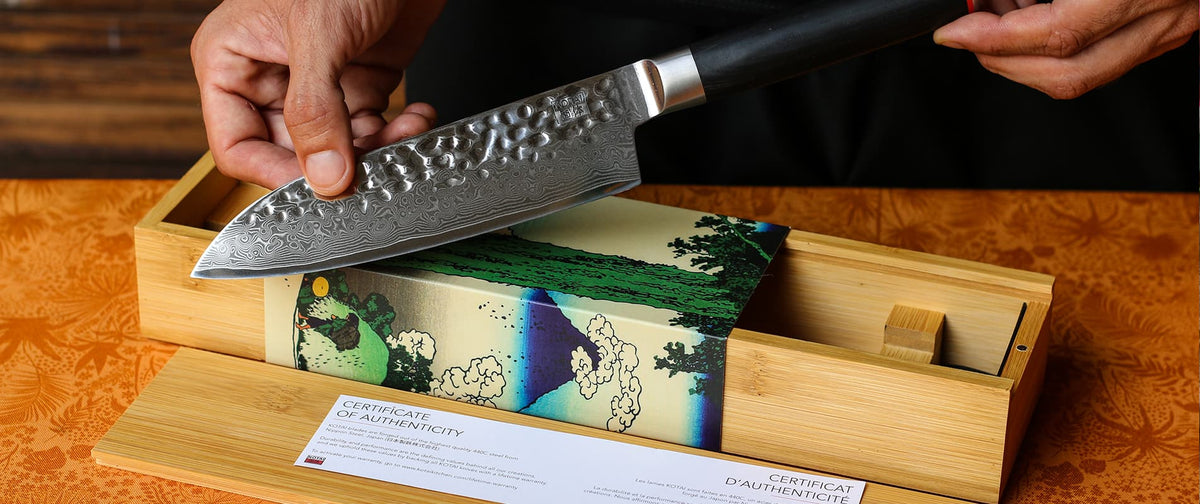 Couteau japonais Kotai Réunion avec certificat d'authenticité.