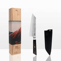 Couteau Santoku Bunka Kotai Réunion et son coffret en bambou