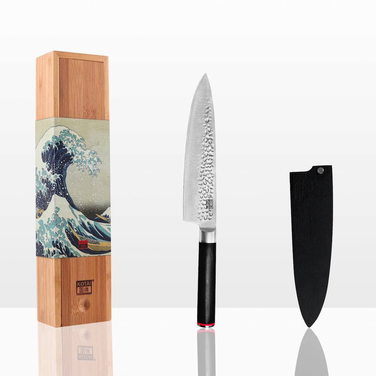 Couteau de chef Gyuto Pakka Kotai Réunion et son coffret en bambou