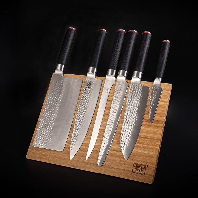 Set de couteaux japonais Kotai Réunion sur planche magnétique